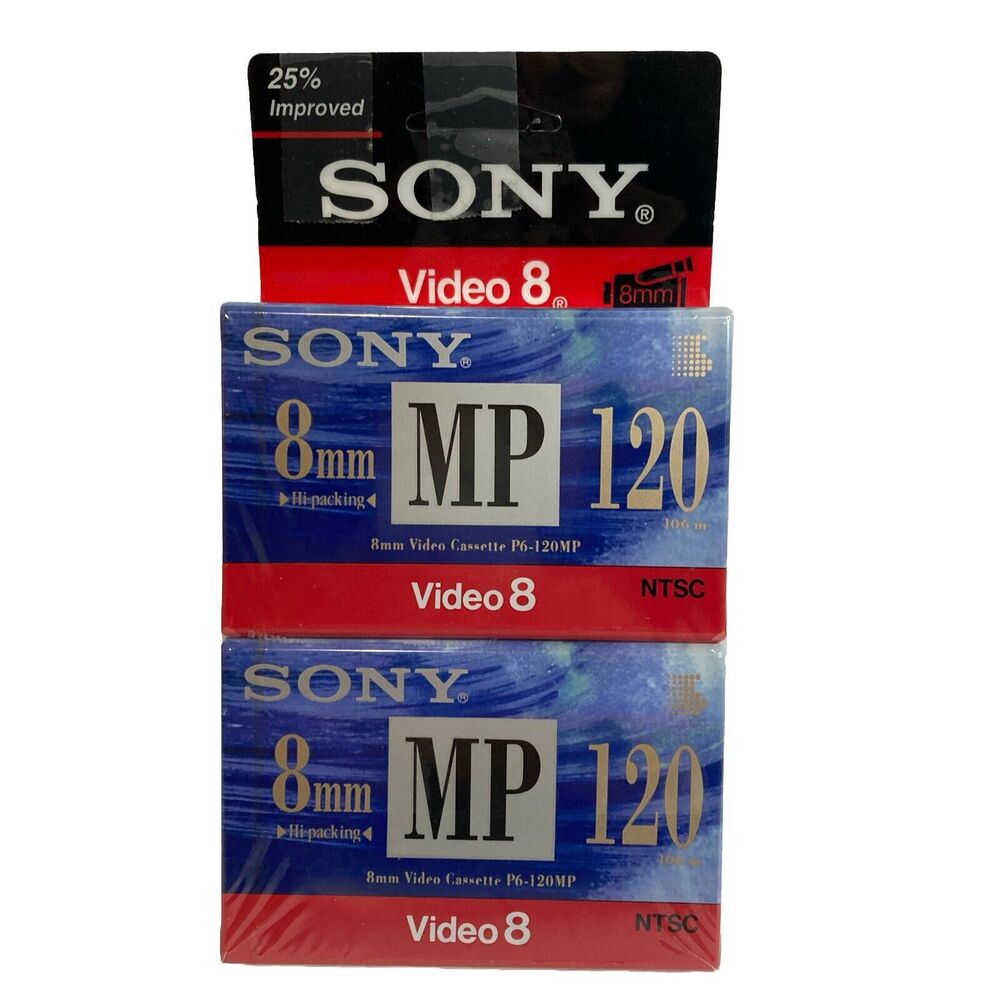 Sony P6-120MP Metal Tapes 8mm Video 8 NTSC Vintage New Sealed Set Of 2 USA